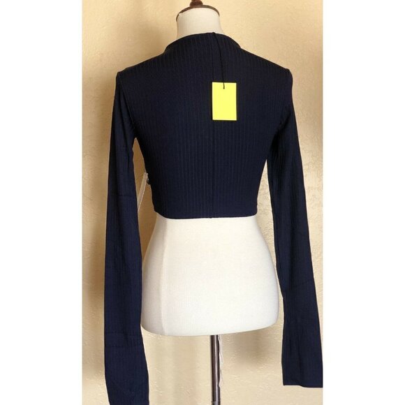 Noe Undergarments Navy Blue Ribbed Crop Top - Picture 6 of 10